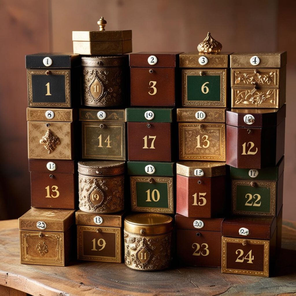 Adevntskalender aus alten Schmuckdosen Adventskalender Schmuckdosen