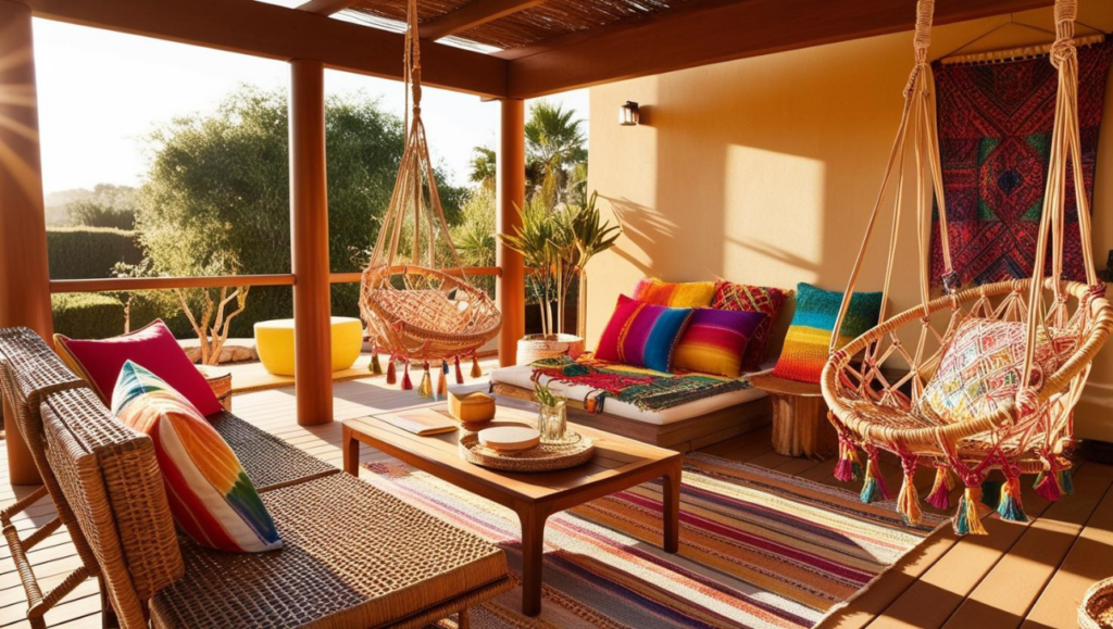 Terrasse im Boho Stil Makramee