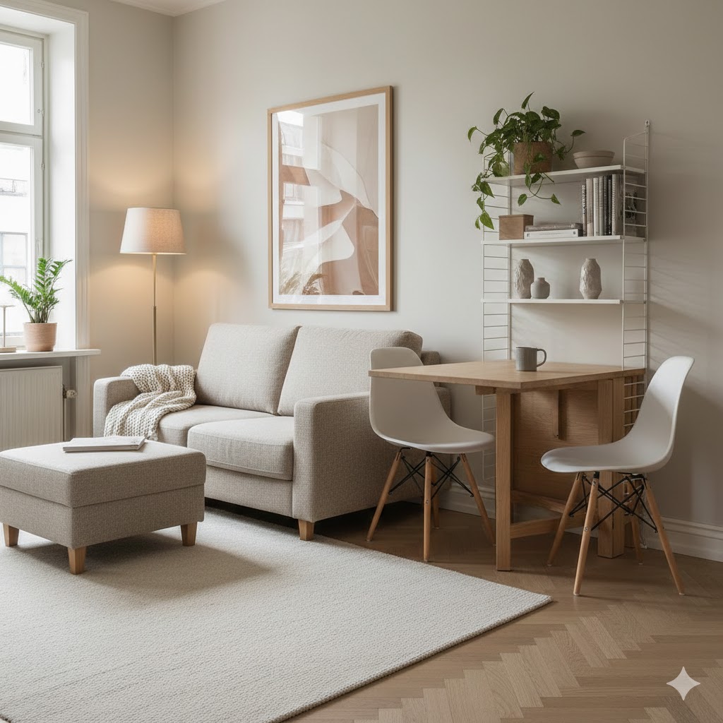 Kleines Wohnzimmer einrichten mit multifunktionalen Möbeln