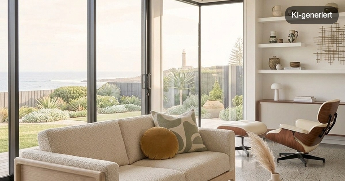 Helles pflegeleichtes Bouclé-Sofa mit Meeresblick – Sofa Bezug pflegeleicht Familien-Check