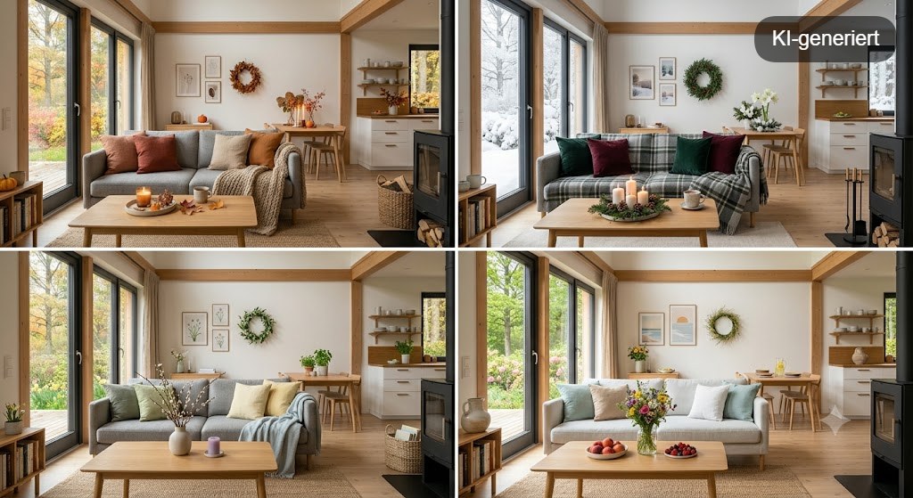 Dekoration einer Ferienwohnung im Wandel der Jahreszeit