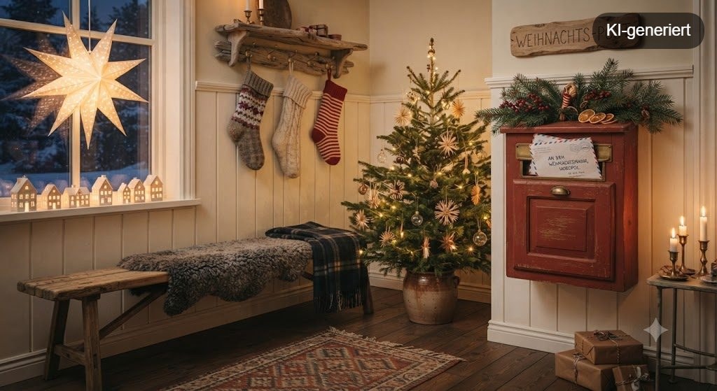 Weihnachtlicher Advents-Briefkasten im Flur