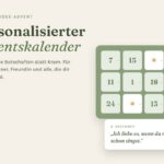 Personalisierter Adventskalender mit 24 liebevollen Botschaften, Türchen und Karte zum 2. Dezember